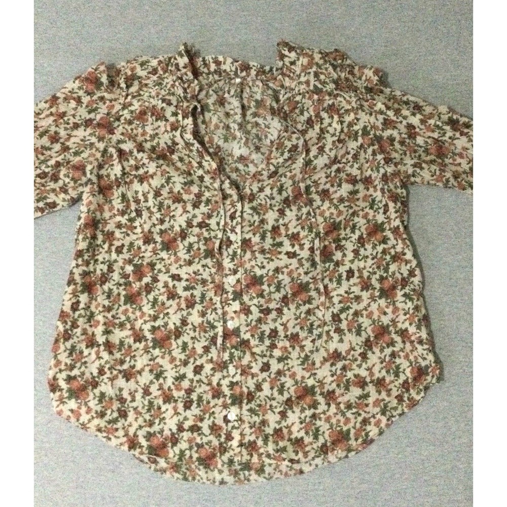 Free People women floral Printed Blouse button down Floral sz Small s/p tie